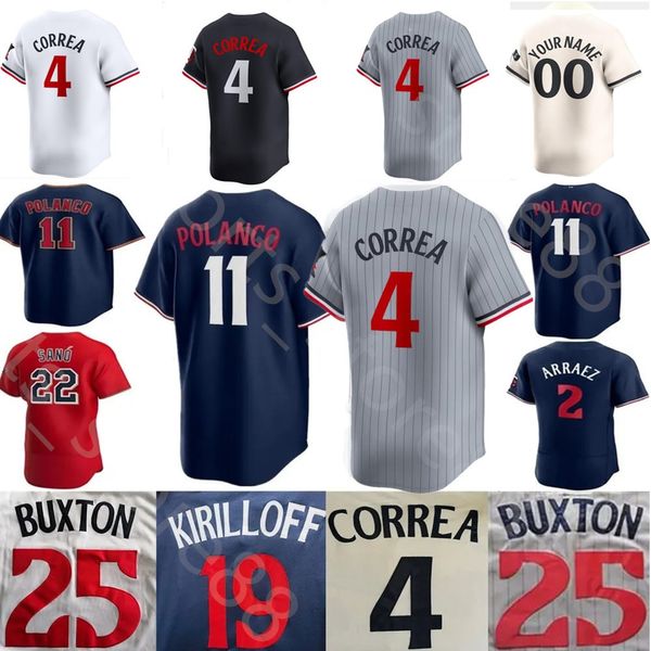 2024 Custom S-4xl Byron Buxton Jersey Correa Luis Arraez Jose Miranda Jorge Polanco Max Kepler Royce Lewis Jhoan Duran Joe Ryan Minnesota Twin Gallo Maglie da baseball