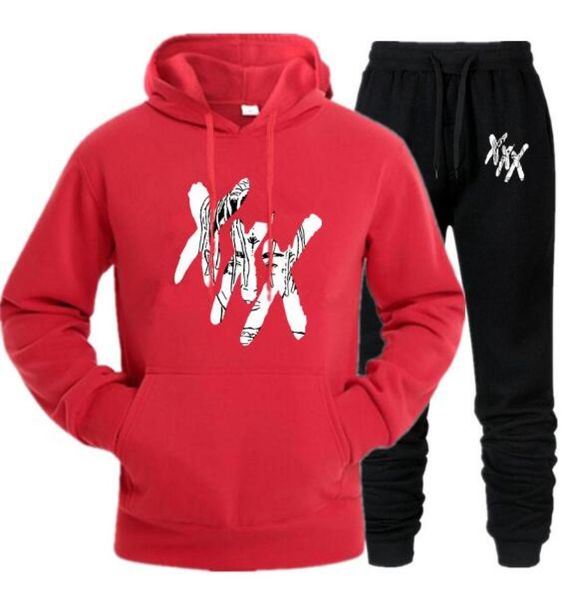 XXX Tentacion Hoodiepants Men Streetwear Hip Hop Pallover Felpa con cappuccio abbigliamento da binari 3xl YY022689031