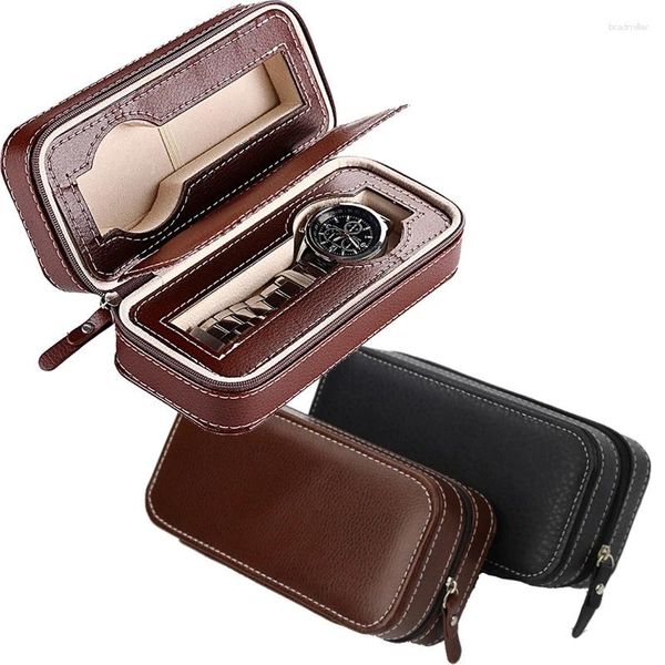 Uhr Boxen 2/4/8 Slots PU Leather Uhren Organizer Box Reisebeutel Beutel Doppelschicht Bandhalter Hülle Geschenk