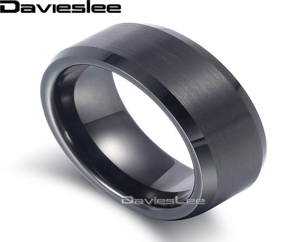 Davieslee Mens Boys Matte Finish Band Ring Tungsten Carbide Hochzeit Engagement Black 8mm LTR041450904