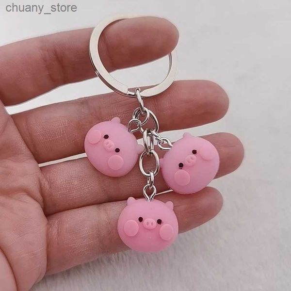 Keychains Bedanyards 1 PCS fofo Pink Pig Keychain Key Ring For Women Girl Animal Bag Chain Lovely Keychains Careyring Jewelry Gift Y240417