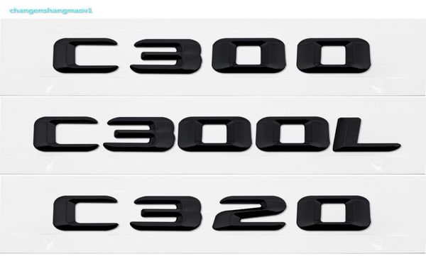 C300 C300L C320 Número da carta ABS ABS Silver Chrome Emblem Badge Car Sticker Acessórios para Mercedes Benz 190E W201 W202 W203 W2044129776