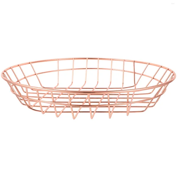 Conjuntos de utensílios de jantar cestas de lancho de arame de placas fritas de armazenamento que serve frutas rápidas contêiner de ferro
