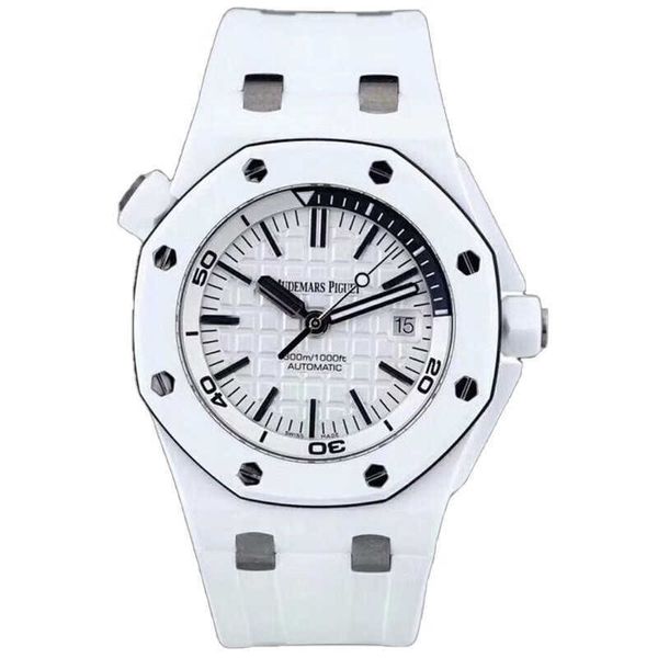 Designer orologio orologi meccanici automatici di lusso Offshore15707Para Materiale in ceramica bianco Macchine da uomo 42millimetri calibro singolo Movimento da tavolo da polso