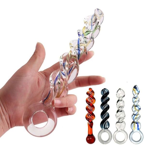 Rotazione del filo di vetro tappo anale di dildo cristallo culo giocattoli per adulti masturbazione sexy massaggio prostata per coppie uomini