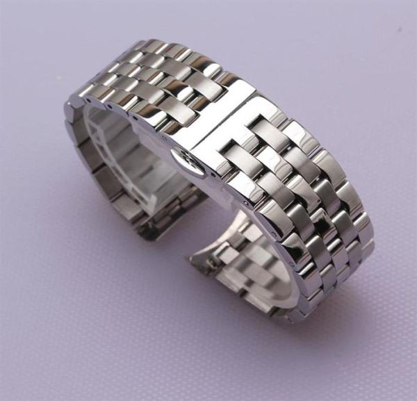 Bracciale argento in argento curvo in acciaio inossidabile di alta qualità Bracciale d'argento 16mm 18mm 20mm 22mm 24mm Solid Band per orologi del marchio Men New2483197958