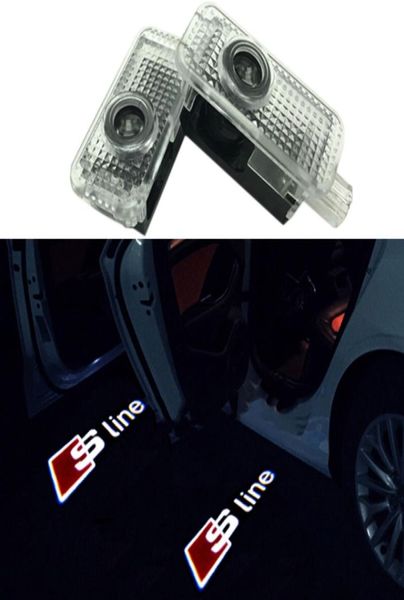 Easy Instalação Porta do carro LED Logo Projector Ghost Shadow Lights para Audi 2pc Conjunto com cabo adaptador para Audi A3 A4 B61973746