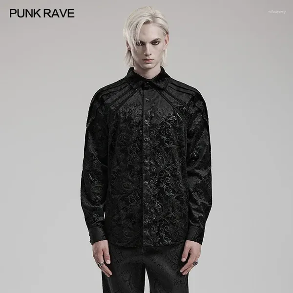 Camicie da uomo punk punk rave gothic gottic pattern shirt pleats spalle da design festeggiare top per uomo abbigliamento