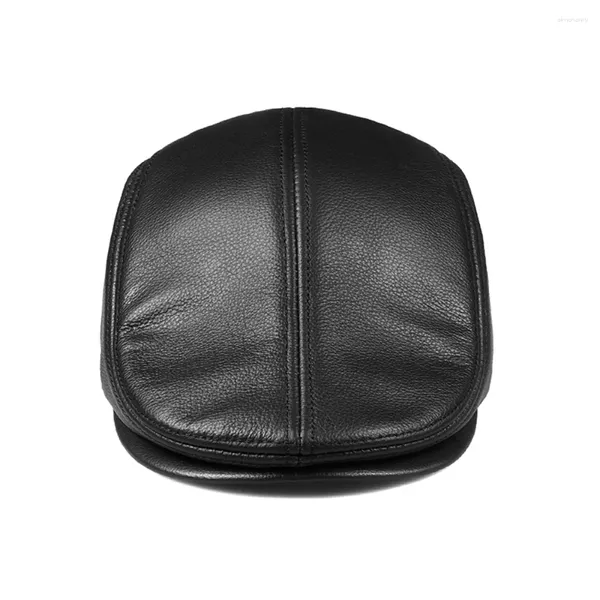 Ballkappen Männer echter Cowhide Entenbill Hut Echtes Leder Baseball Cap Beret Hunting Trucker Sport Sport