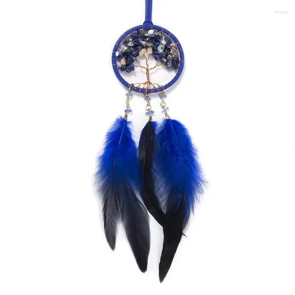 Figurine decorative Decorazioni per auto Crystal Feather Crystal for Women Dream Catcher Marrone Ciondolo piccolo tradizionale bohémien