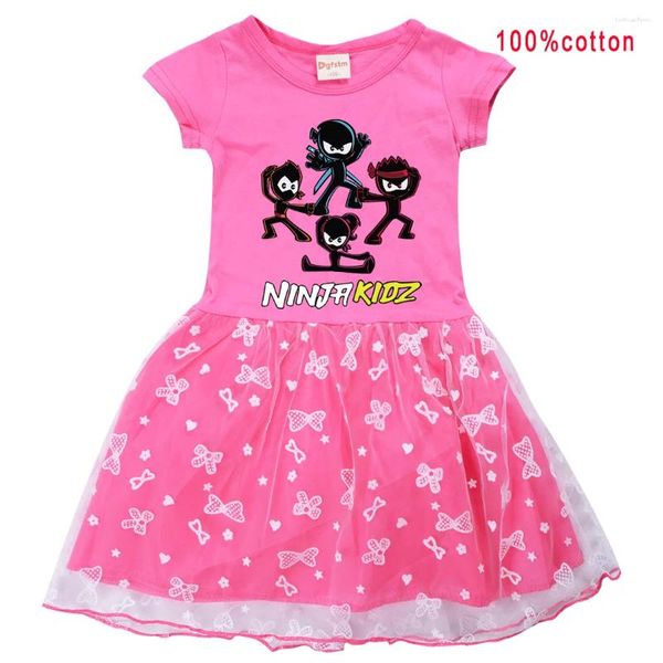 Vestidos de menina crianças para roupas de Natal Cartoon Ninja Kidz Princess Dress Summer Cosplay Costume Festas de casamento Vestido de baile formal