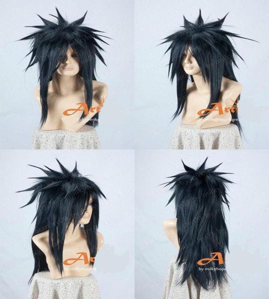 Naruto uchiha madara uzun siyah cosplay parti peruk animasyon modelleme peruk saçları