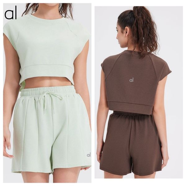 AL-137 Spring Yoga Roupas ostenta uma blusa de mangas curtas, com shorts casuais, traje esportivo de moda feminina de duas peças