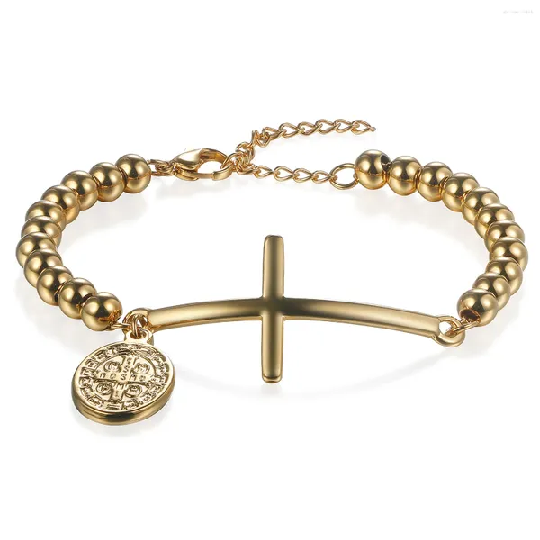Charm Bracelets Boniskiss Herren Exorzismus Edelstahl Armreifen für Frauen Großhandel einstellbarer Vintage -Schmuck Gold Bijoux