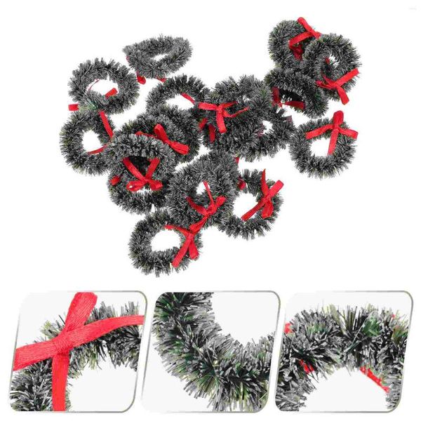 Fiori decorativi 20 ghirlanti anelli natalizi anelli di tovagliolo artificiale in miniatura ghirlande di alberi di sisal per Natale