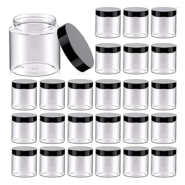 Speicherflaschen 25 Pack 4oz Plastikgläser runden klare kosmetische Behälter mit Deckel für Lotion Creme Salben Make -up Lidschatten -Topf Reise