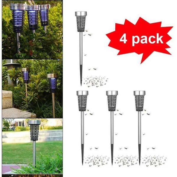 Lâmpadas assassinas de mosquito e insetos solares e mosquiteiros da mosca de LED ao ar livre à prova d'água usada para o jardim do pátio Passagens YQ240417