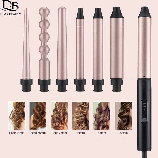 6 em 1 Caminhão profissional de longa duração Aquecimento rápido Varas de onda de ferro de onda giratória de penteado de cabelo de cabelo 9-32mm