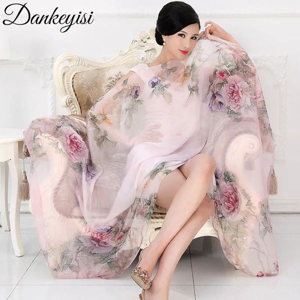 Dankeyisi Natural Silk Fashion Bandana Luxury Sarves Женщины бренд шелк шарф женский шаль.