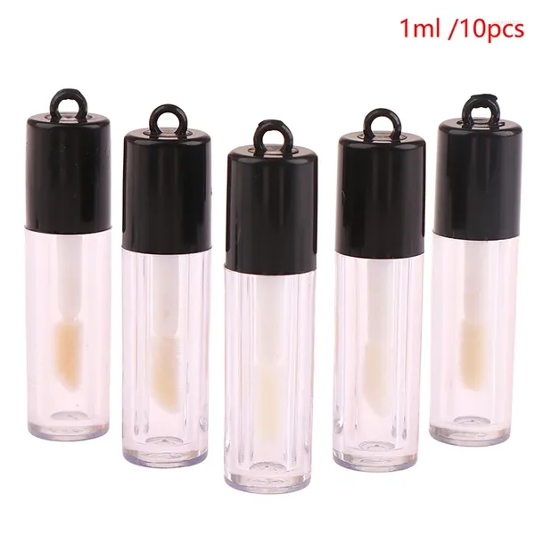 Bottiglie di stoccaggio 10pcs/lotto da 1 ml Contenitore a tubo per labbra fai -da -te con tappo per rossetto vuoto campione cosmetico a labbra all'ingrosso all'ingrosso