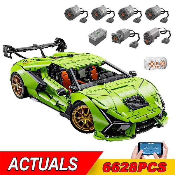 Diecast Model Cars Technical App Remote Control 1 6 Чемпион Lambo Aventador SVJ Hypercar Blosts Blocks Bricks Super Speed Caring Toys Kids J240417