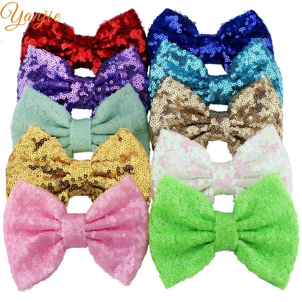 Yanjie vintage 5 grandes arcos de lantejoulas de cabelo laços de cabelo glitter kids Barrette Acessórios de cabelo da moda da moda para mulheres Bandas de cabeça 240417