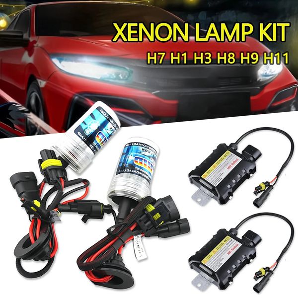 Bulbo faro xeno H4 H7 Auto con kit di zavorra slim 35W 55W 4300K 6000K 8000K 12000K Sostituisci lampade alogene