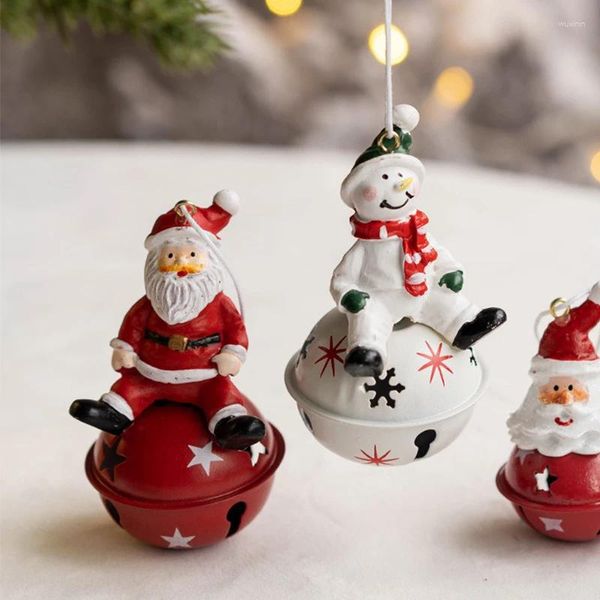 Decorações de Natal Pingente de Ferro Retro Merry Bell Decoração Papai Noel Ornamentos