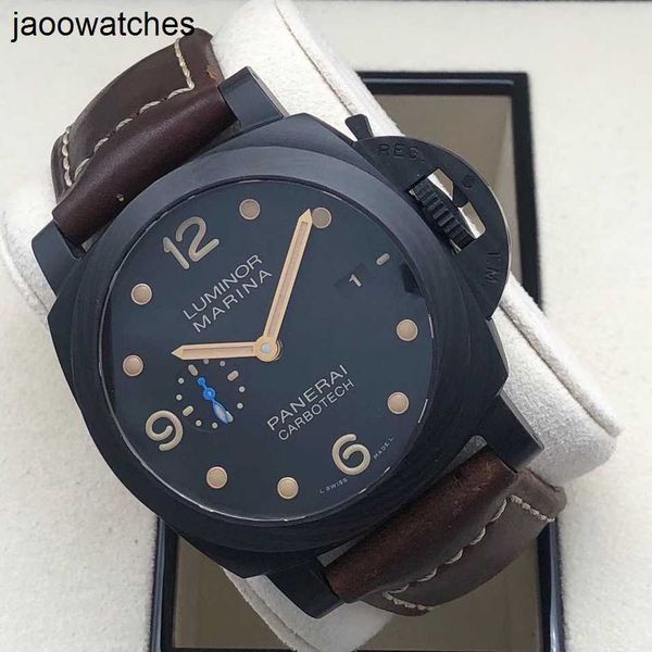 Luminores de Panerai assistir Automatic vs Factory 2 Box Certificado Edição Limitada Fibra de Carbono PAM00661 MECHONICAL AUTOMÁTICO RELISÃO GENUINA