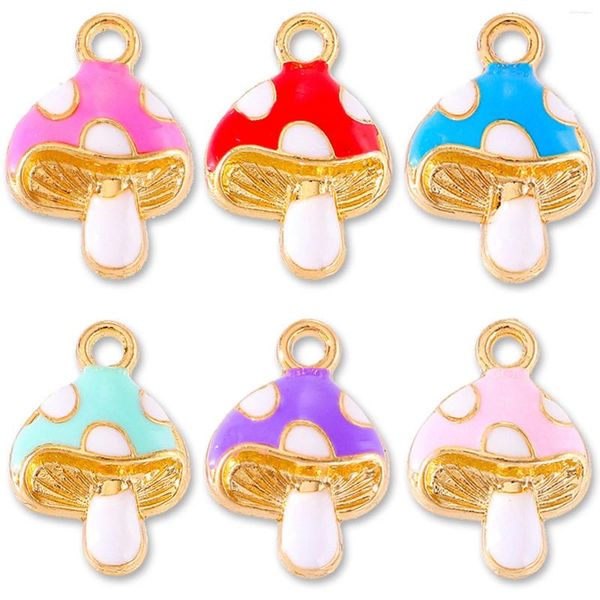 Charms Mushroom esmalte o zinco baseado em liga de ouro pingents diy fazendo colar jóias artesanais descobertas 16 mm x 11mm 10 pcs