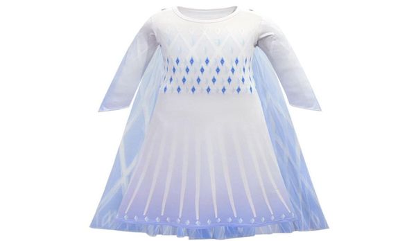 New Snow 2 Saceess Dress up Kostüm Kinder Langarm gedruckt Nachthemd Halloween Snow Queen White Party Kleid für Mädchen Geschenk bis 7882640