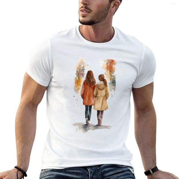 Herren Polos Aquarell Girls im Herbst T-Shirt Koreanische Mode schnell trocknend Anime Kurzarm Tee übergroße T-Shirt-Männer