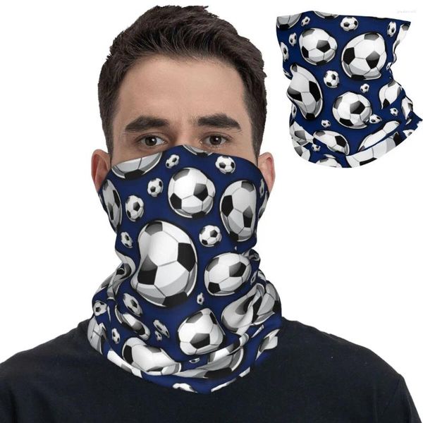 Lenços de futebol bolas de futebol padrão azul bandana pescoço capa de futebol estampado esportes balaclavas máscara lenço de cabeça quente e unissex adulto respirável