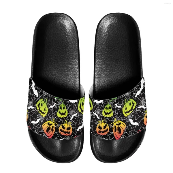 Slippers Men Halloween Overdoor Beach Casual Sapatos planos e EVA Ordico Anti-deslizamento Sandálias do banho doméstico Pu Upper Fácil de limpar