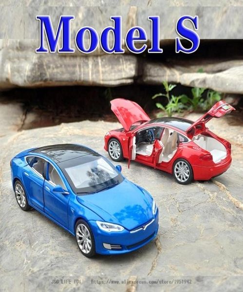 Новые 132 Tesla Model S Aly Car Model Diecasts Toy Carsics Toy Cars Kide Toys for Kids Gifts Boy Toy LJ2009304081701