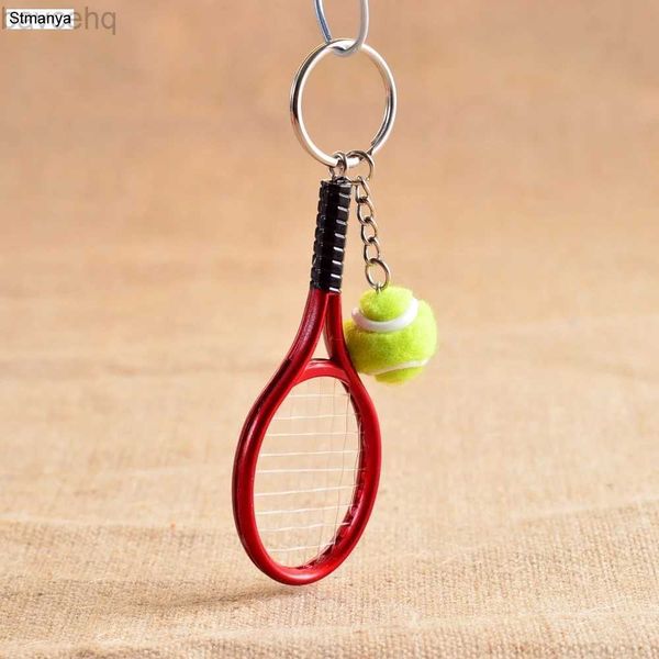 Anahtarlıklar Landards Sıcak Satış Mini Tenis Raket Kolye Keychain Keyasyon Anahtar Zinciri Yüzük Bulucu Bulucu Severler için Günü Hediyeleri #17162 D240417