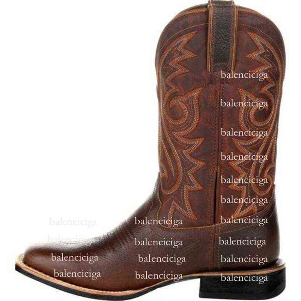 Designer Cowboy Boots Men Black Brown Fucice in pelle invernale Scarpe retrò da donna ricamato unisex occidentale UNISEX GRANDE Big Size 48 Botas