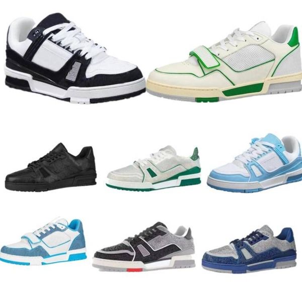 Trainer Designer Sneakers Herren Schuhe geprägt Leder Leder Sommer Atmungsaktives Chausal Luxus Luxus Männer Frauen lässige Designerschuhe Weißgrüne Laufschuh SH026 B4