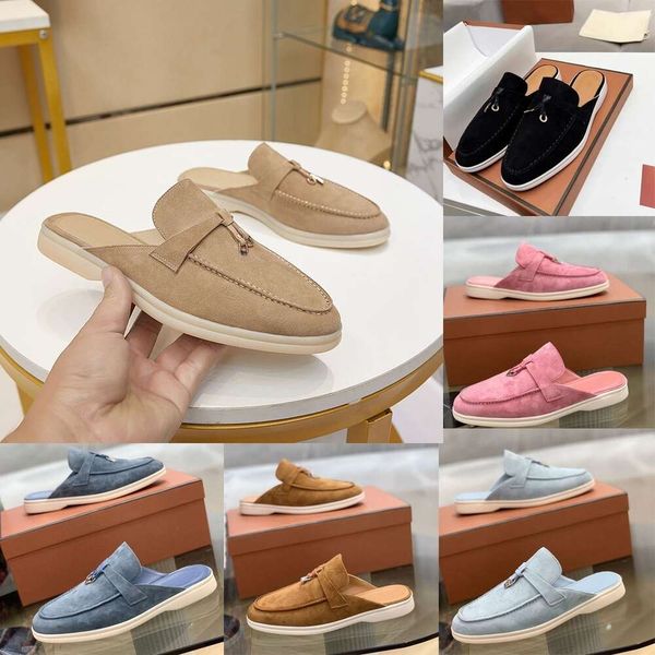 2024 Designer de luxo de luxuosos Brand Beach Summer Walk Slipper Italian Womens Fashion Shoes planos Sandálias de designers SLIDES SLIDES