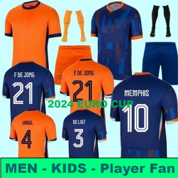 Holanda Jersey 2024 EURO COP MEMPHIS European Holland Club 2025 Camisa de futebol da equipe nacional holandesa Homem Kit Kid Set Away Away Memphis Xavi Gakpo