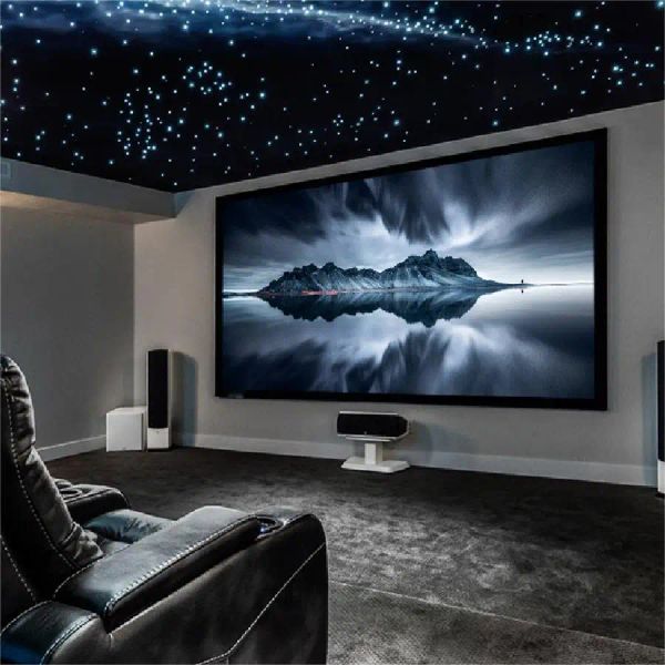 Home theater personalizzato piatto fisso con cornice bianco schermata