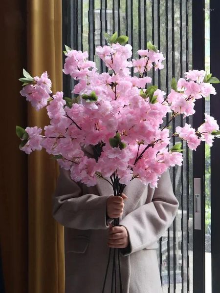 Flores decorativas de flores simuladas Flor Blossom Branch Wedding Room Decoration Soft Soft