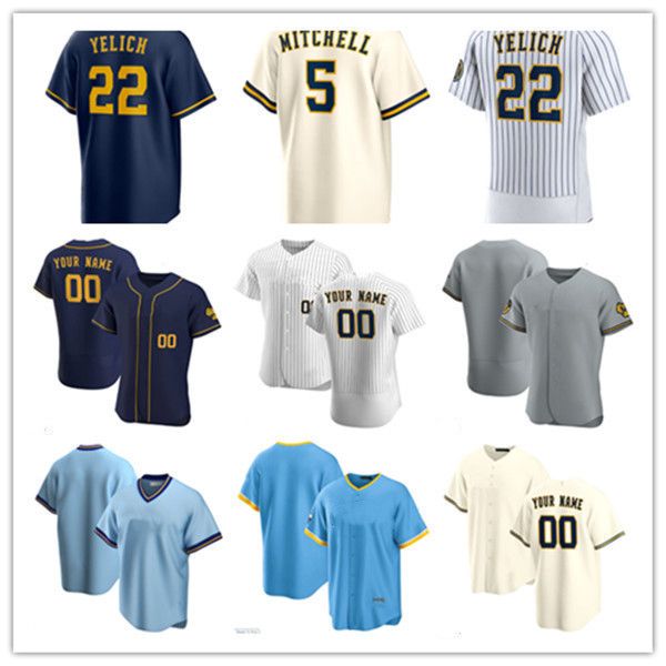 Milwaukee 19 Robin Young William Contreras Christian Yelich Willy Adames Sal Frelick Jackson Chourio Brice Turang Rhys Hoskins Oliver Dunn Brewers Baseball -Trikot