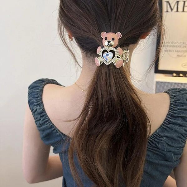 Accessori per capelli Barrette Coperino Love Heart Clip in stile coreano Porta coda di cavallo Bear Claw High Fixed