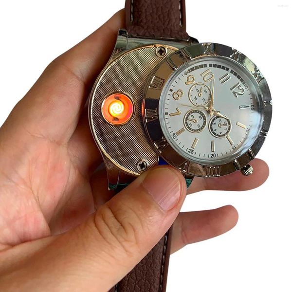 Orologi da polso Creative Watch USB Accendino più leggero per metallo personalizzato Filo di riscaldamento elettrico RELJES PARA HOMBRES 2024