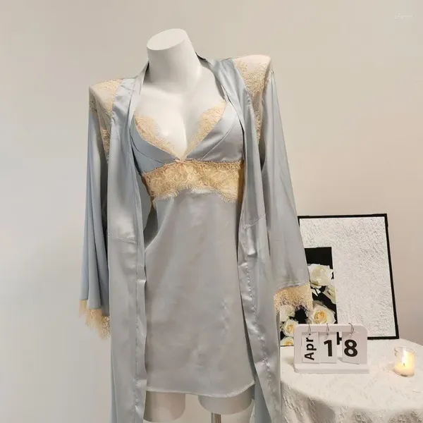 Abbigliamento da donna pigiama sexy con cuscinetti per il pettorale tentazione di lingerie notwredres estate di seta di lusso da donna sensato puro camicie da notte pura