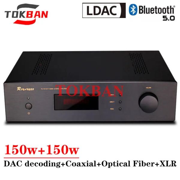 Amplificatori TOKBAN TS10 150W*2 2.0 Amplificatore di potenza stereo ad alta potenza bilanciata ad alta potenza XLR Fibra coassiale Bluetooth 5.0 LDAC Classe AB AMPLIFIER AUDIO