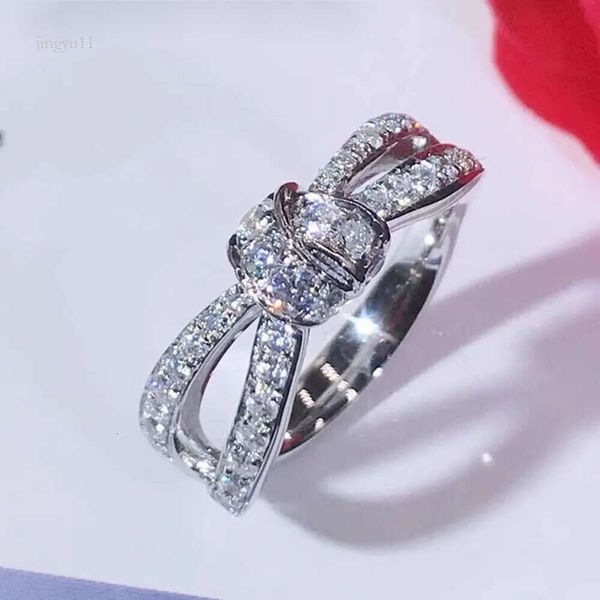 Vanclef Designer Designer Ring Chaumets Moissanite Ring Dewelry Shangjia Tieyuan Bow Crabled Full Diamond Ring Sterling Si