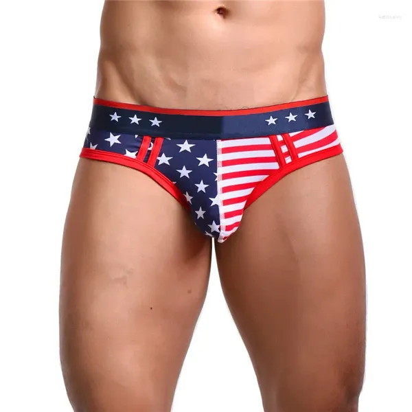 Underpants masculina biquíni masculina cueca EUA American Flag Starsstripes calcinha de algodão