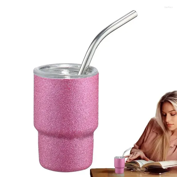 Tumbler Bumbler isolato con paglia da 3 once in acciaio inossidabile mini tazza da viaggio bevite d'acqua portatile per bombetta da campeggio all'aperto bevanda